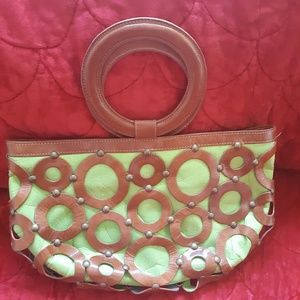 🌺LEATHER LIME & TAN Handbag
